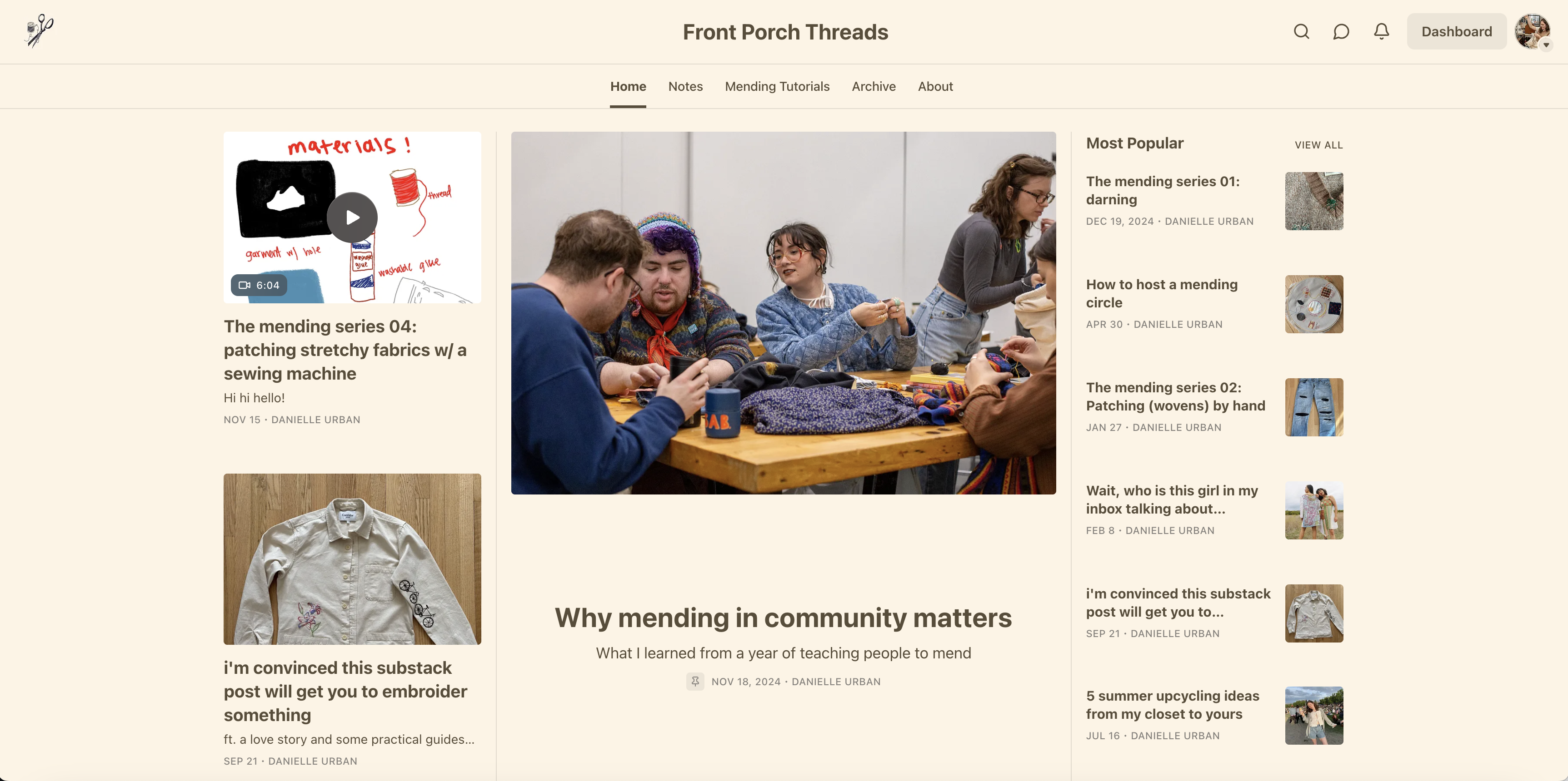 Front Porch Threads substack